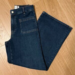 FRAME Le Pixie Slim Palazzo Modernist Pocket Wide Leg Denim Jeans